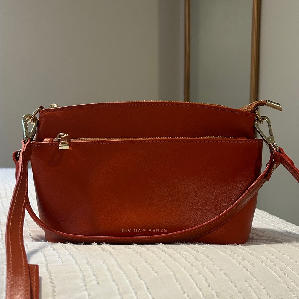 Divina Firenze Orange Leather Crossbody Bag